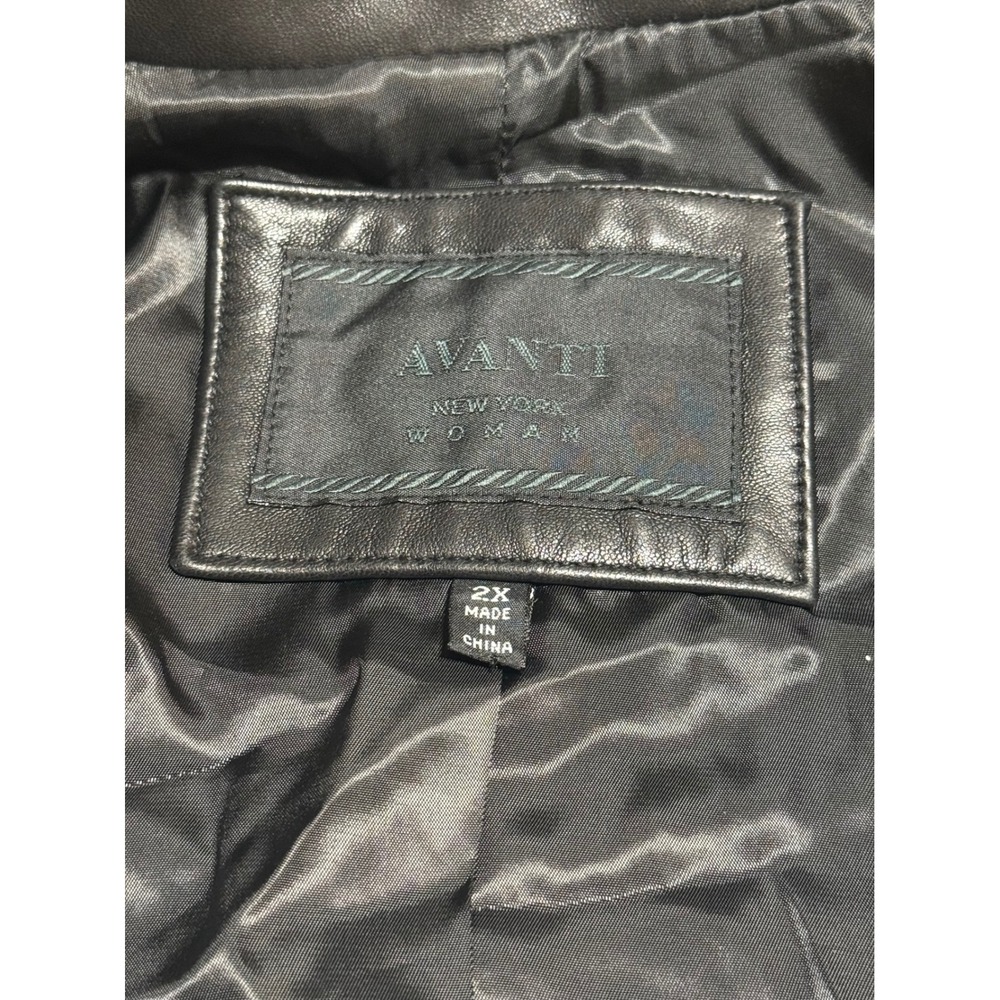 Avanti Leather Jacket Woman 2X Black Zip Up Collared Outerwear Preloved - Picture 9 of 10